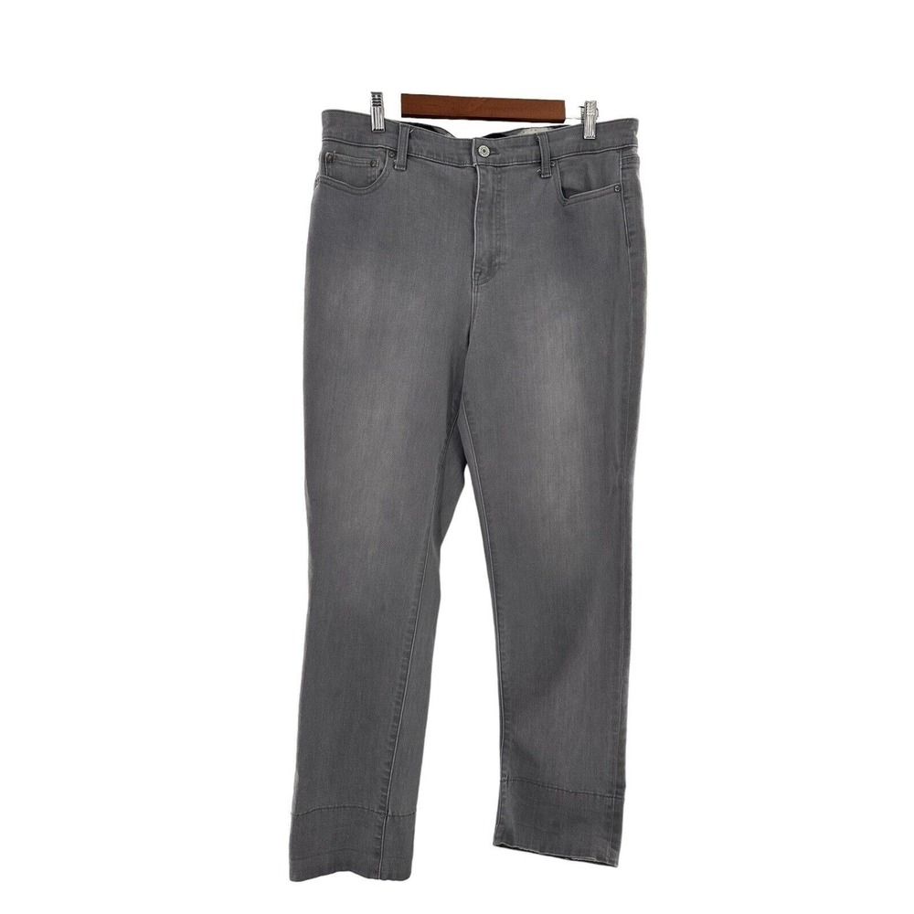 Talbots Gray Denim Jeans‎ Size 14 Straight-Leg Cotton Blend 36x28 Charcoal Grey